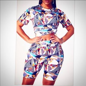 New Lovely Casual Print Multicolor Two-piece